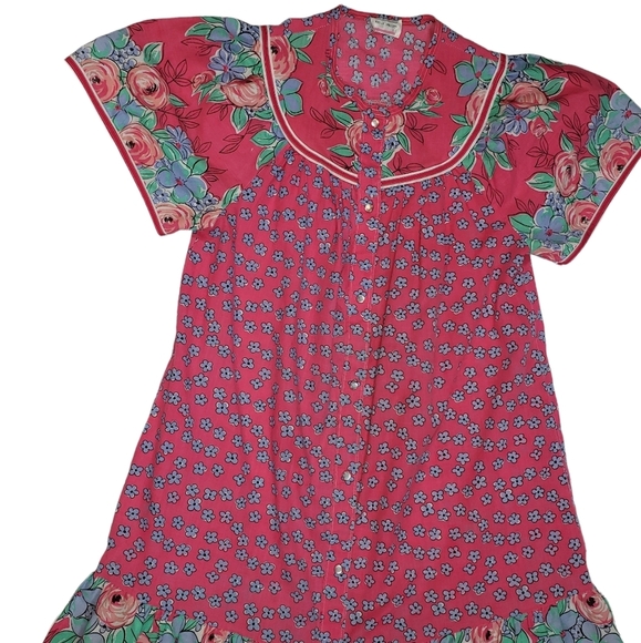 Vintage Kelly Reed Floral Print Patio Dress Sz M ? Pearl Snap Cottagecore Garden - Picture 5 of 14